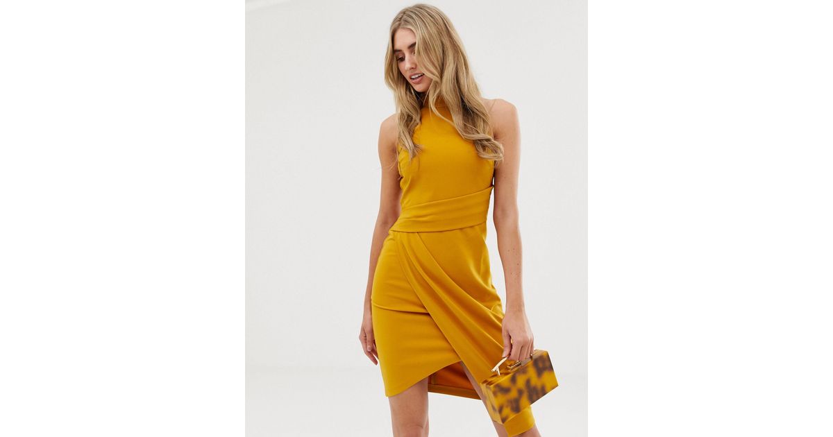 yellow halter neck dress