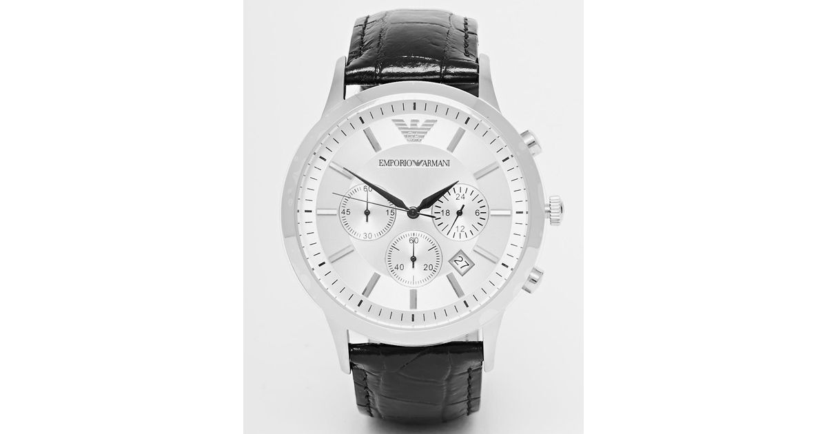 Emporio Armani – AR2432 – Chronographen-Uhr mit Lederarmband in Schwarz für  Herren | Lyst DE