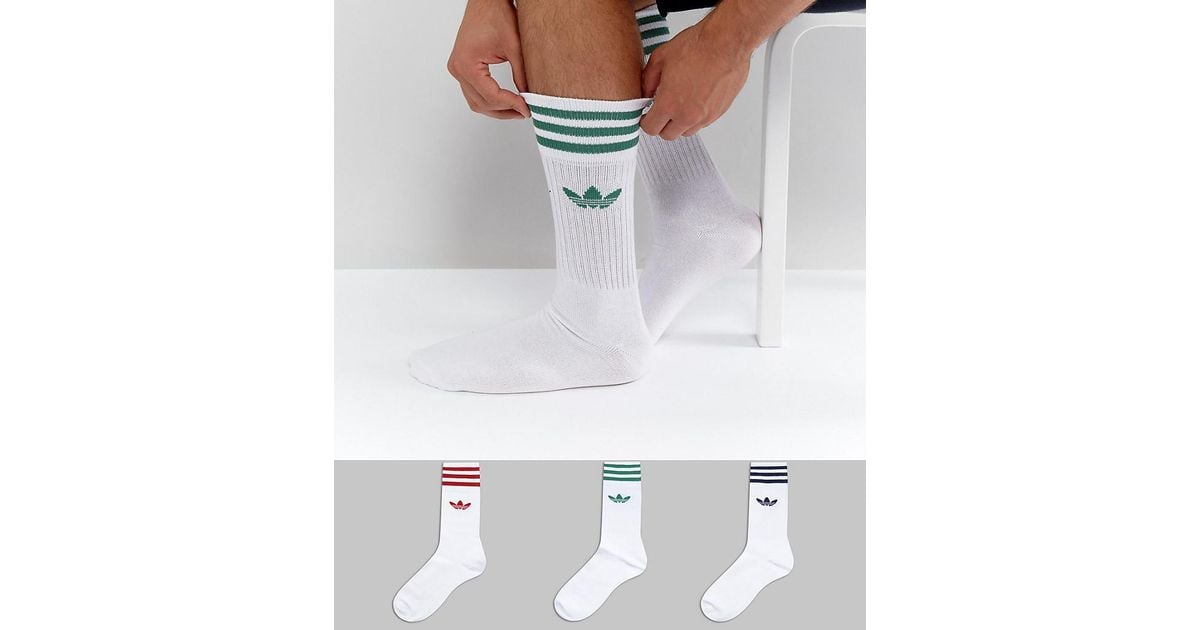 Pack Solid Crew Socks In White Ce4991 