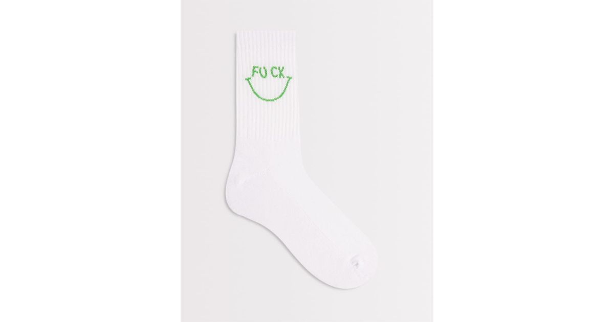 ASOS Socks With Swear Word Smile Graphic in White for Men | Lyst UK
