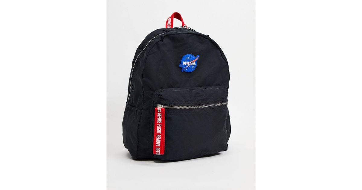 Pull&Bear Synthetic Nasa Backpack in Black | Lyst