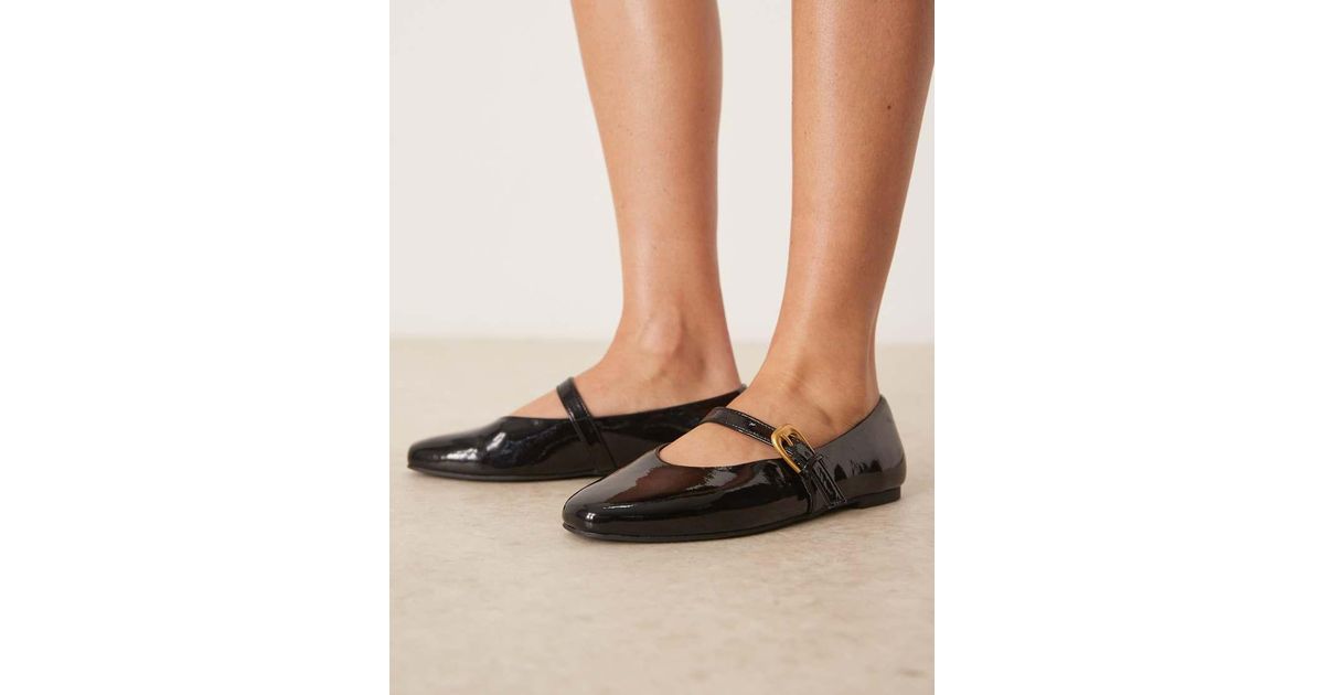 ASOS Wide Fit Leah Mary Jane Ballet Flats in Brown | Lyst UK