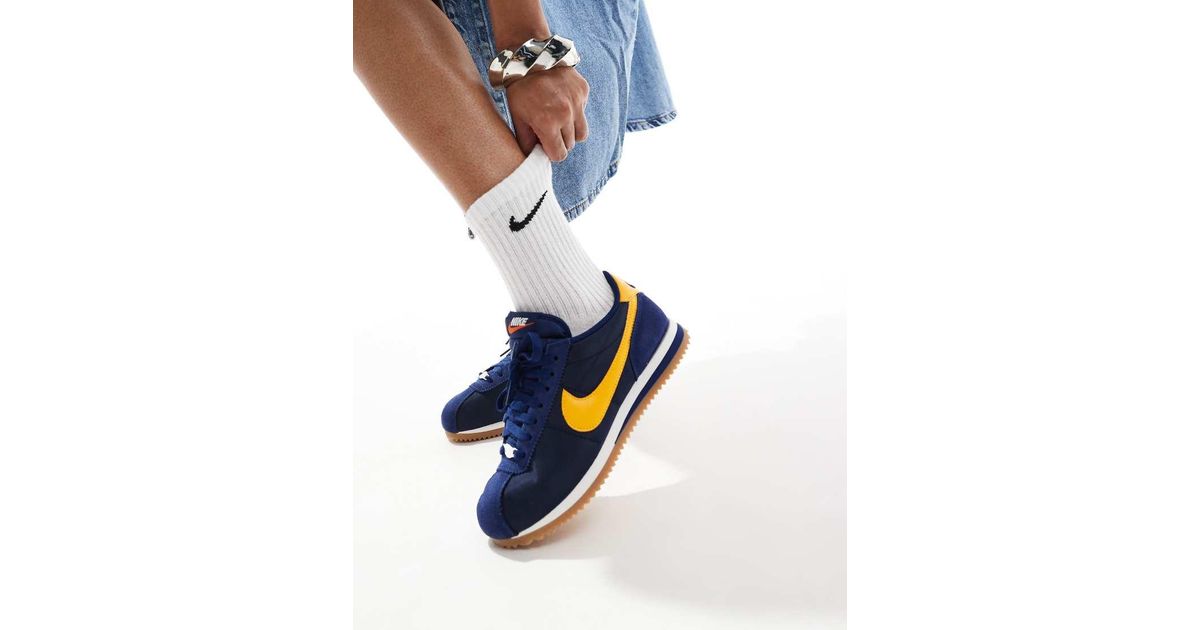 Zapatillas De Deporte Azul Marino Y Amarillas Cortez Txt De Nike