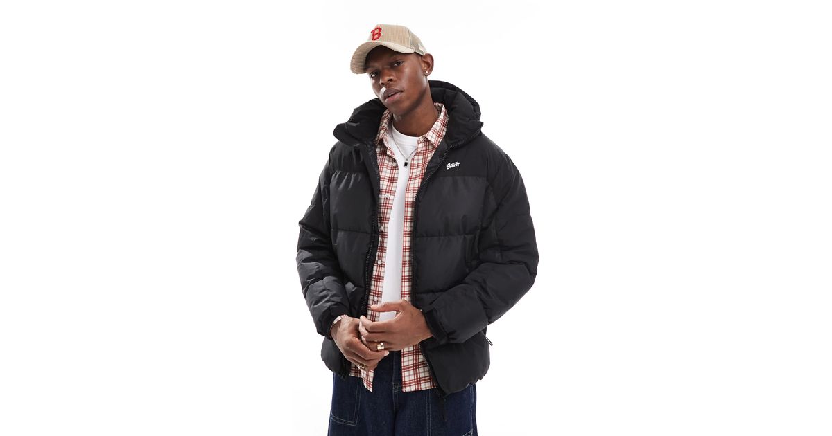 Pull&Bear – stwd – steppjacke mit kapuze in Schwarz für Herren