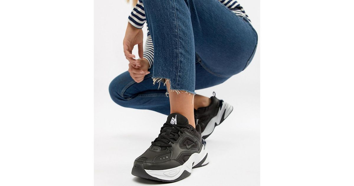 nike black and white m2k tekno trainers