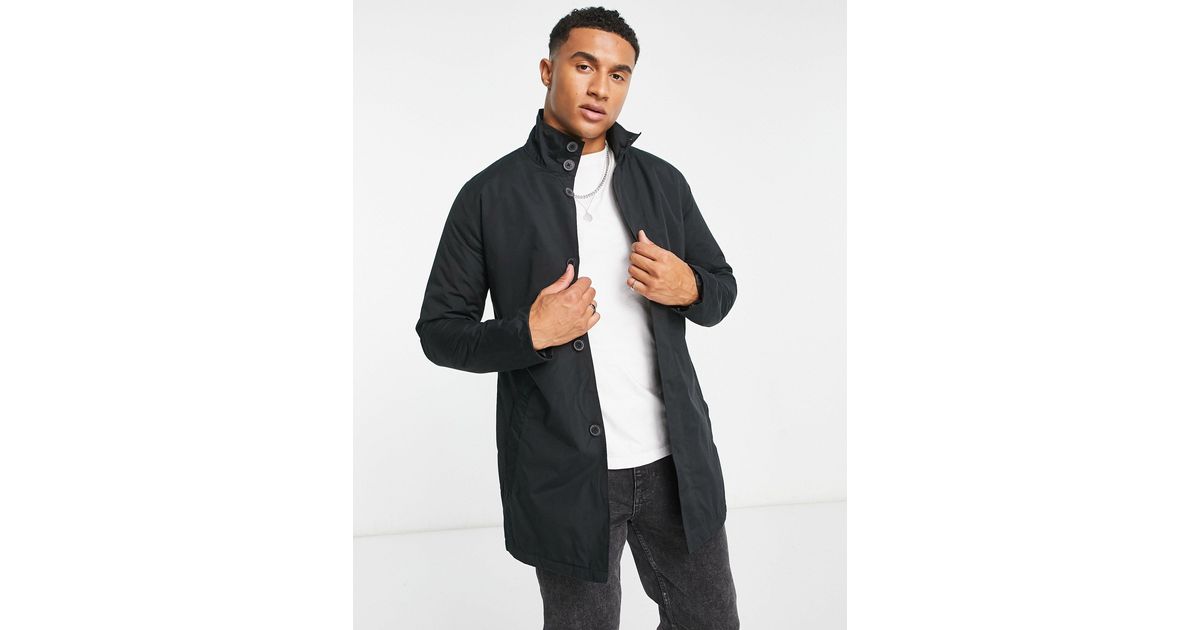 French Connection Lined Funnel Neck Mac Jacket in Blue for Men | Lyst