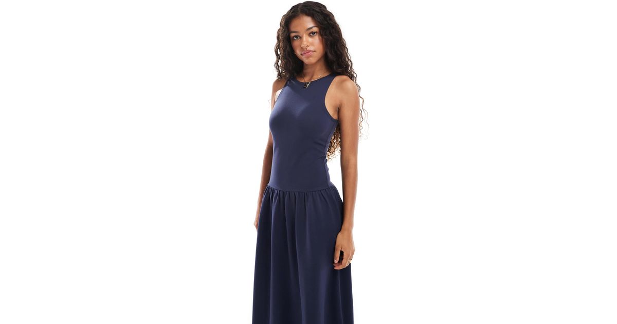 4th & Reckless Sleeveless Racerneck Drop Waist Midaxi Dress in Blue | Lyst 4th & Reckless Sleeveless Racerneck Drop Waist Midaxi Dress in Blue | Lyst