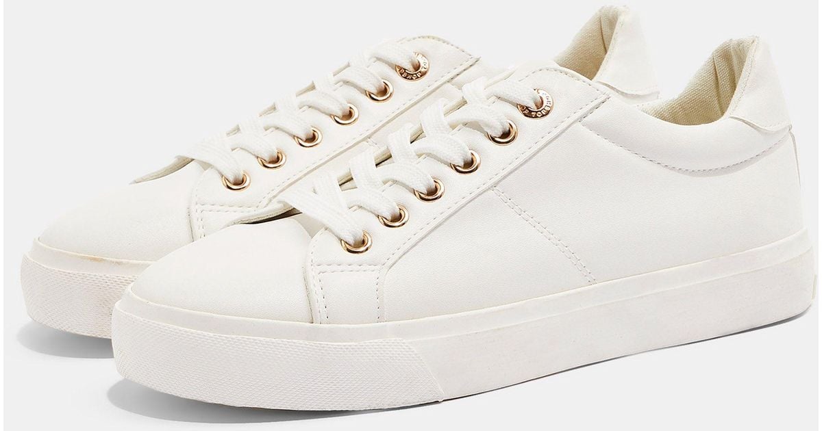 TOPSHOP Camden Lace Up Trainers in White | Lyst