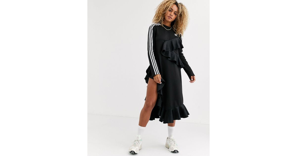 adidas Originals X J Koo Trefoil Ruffle Dress in Black | Lyst