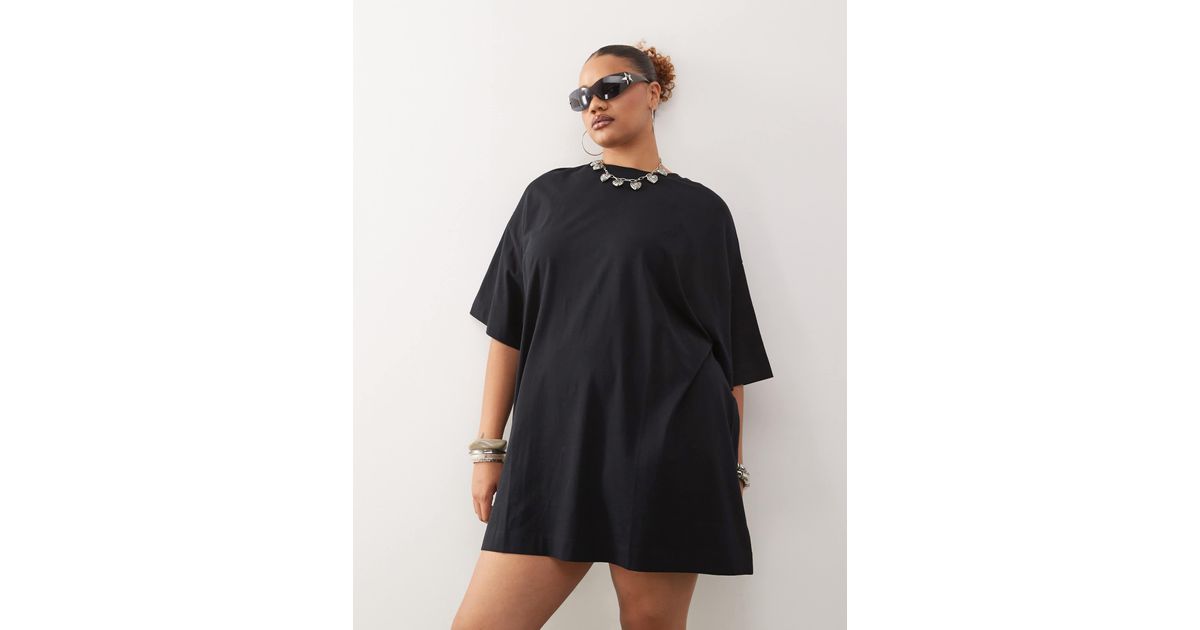 collusion t shirt dress COLLUSION T-shirt mini dress with sports graphic in blue