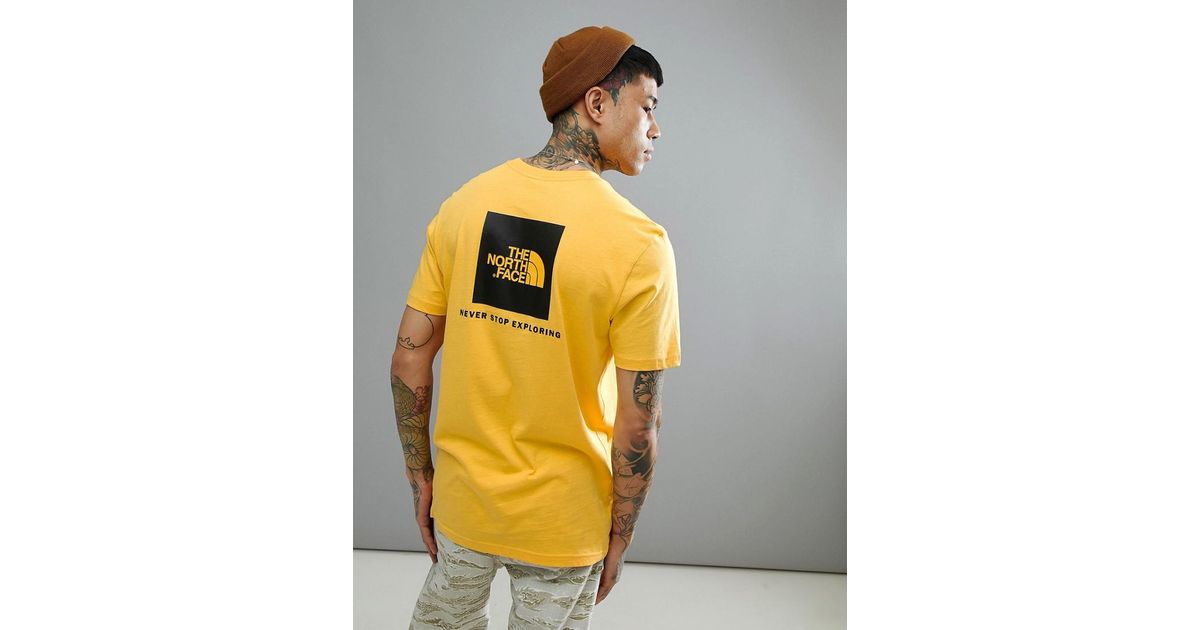 The North Face Red Box T Shirt Back Logo In Yellow For Men Lyst The North Face Red Box T Shirt Back Logo In Yellow For Men Lyst