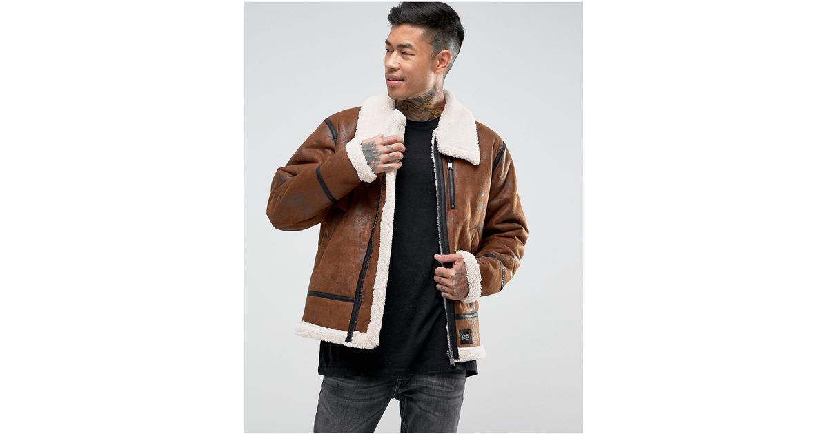 sixth june faux shearling jacket in tan
