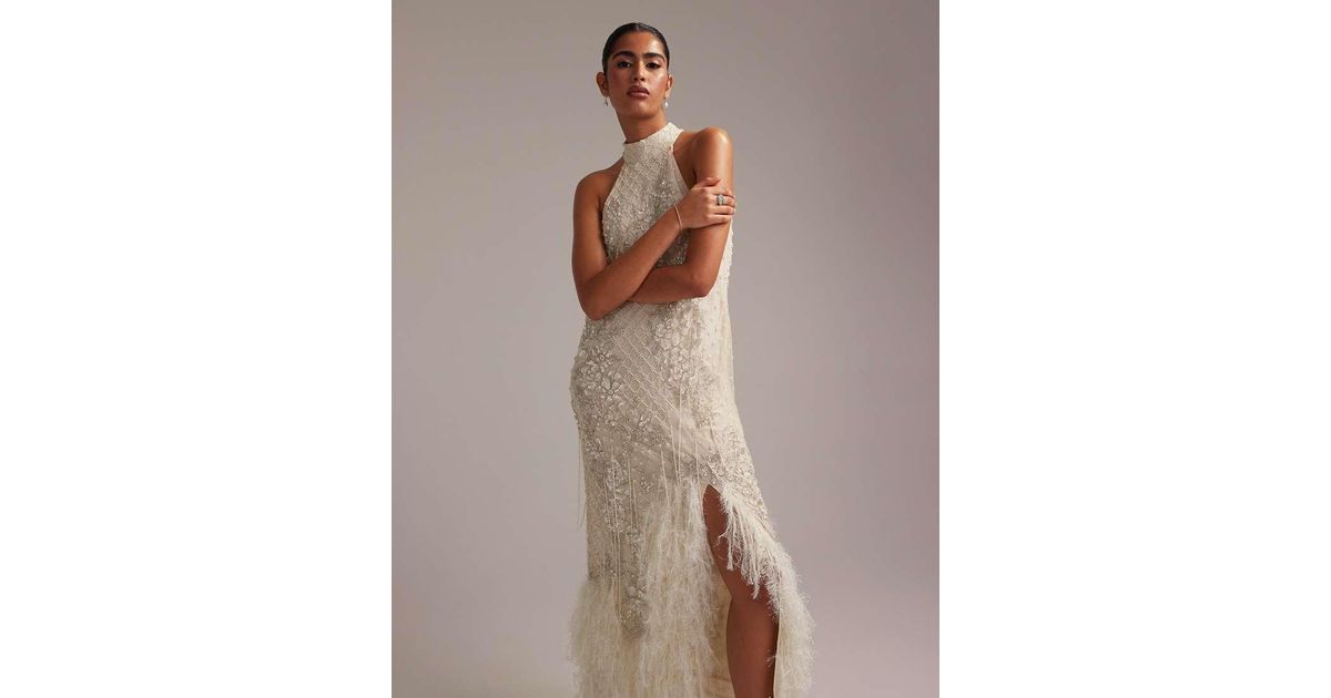 Asos Vestidos Vestido Blanco Largo Cuello Halter Vestido De Novia