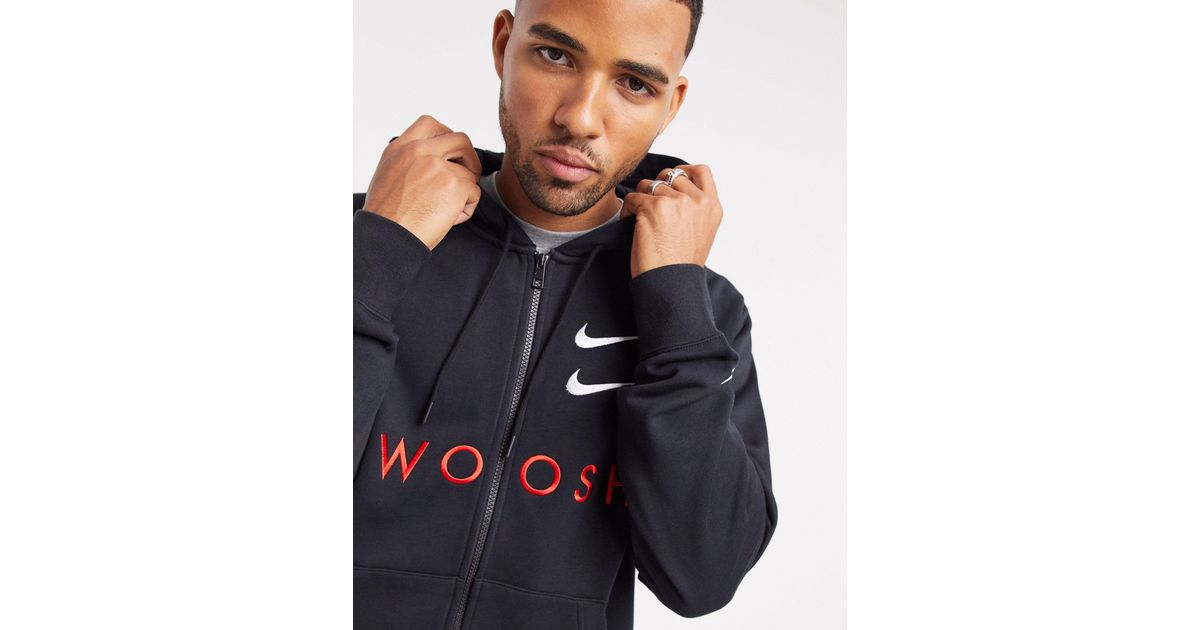 Nike Double Swoosh Full-zip Hoodie in Black for Men | Lyst UK