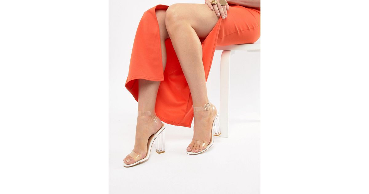 Scarpe Con Tacco Missguided Donna | Missguided - Sandali Effetto Nudo Trasparenti  Con Tacco E Cinturino Con Strass Color Carne - Iris Accessori