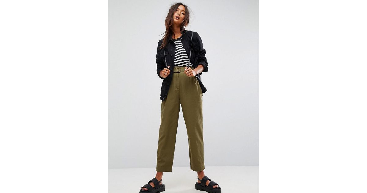 high waist chino trousers