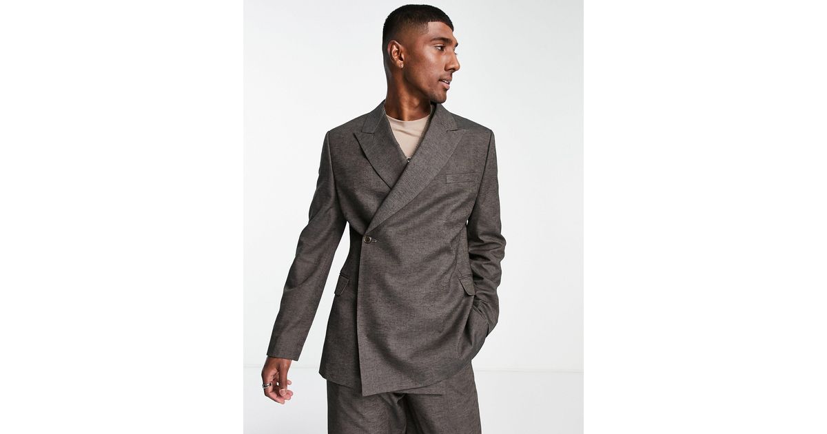 ASOS Slim Wrap Suit Jacket in Brown for Men Lyst UK