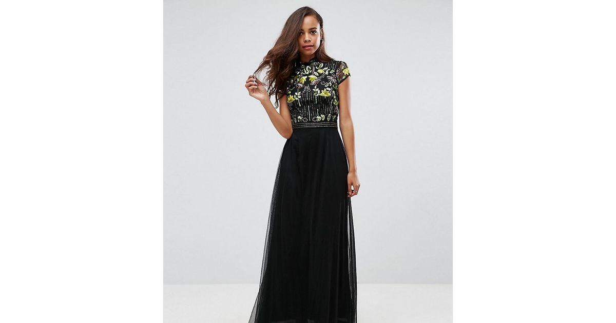 mandarin collar maxi dress