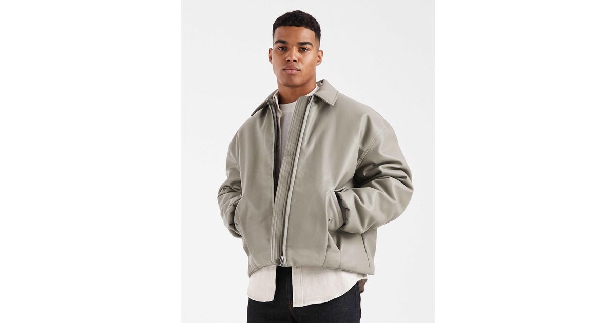 ASOS Bomber Jacket in Gray for Men | Lyst