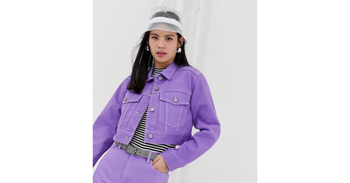 lilac cropped denim jacket