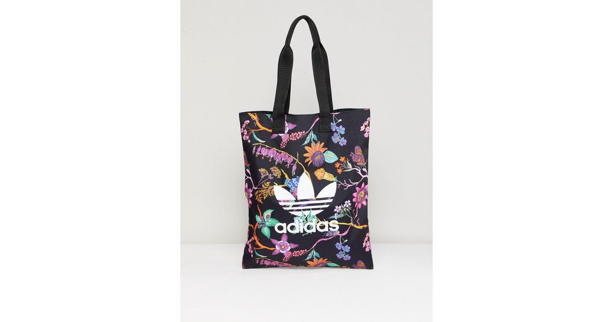 adidas Originals Floral Print Reversible Tote Bag in Black | Lyst