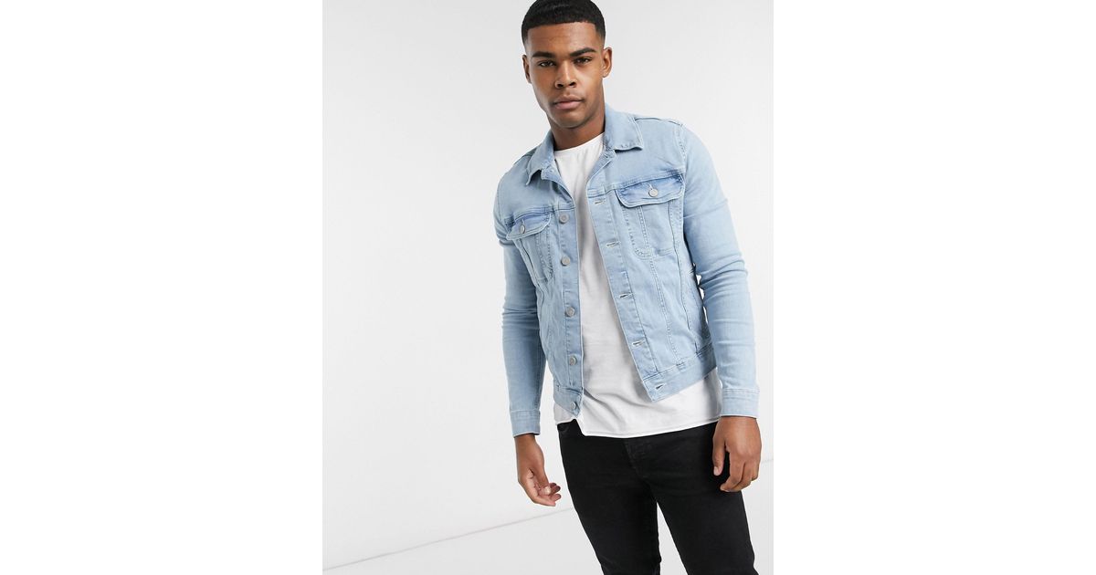 ASOS Skinny Western Denim Jacket in Blue for Men Lyst
