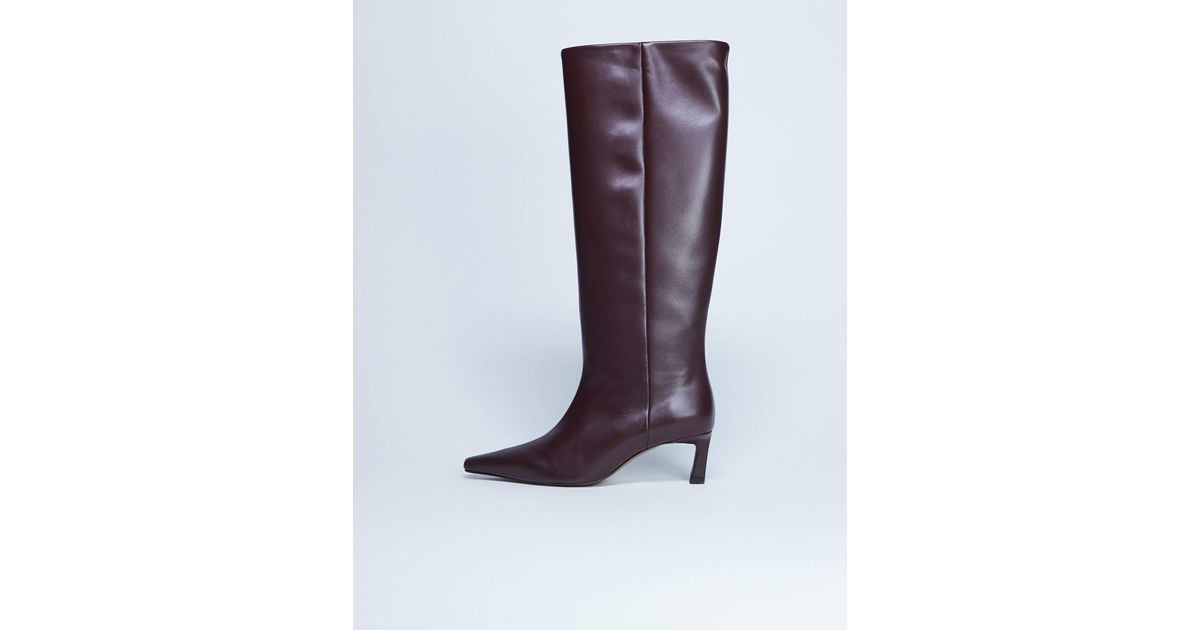 TOPSHOP Taz Premium Real Leather Knee High Heeled Boots in Black