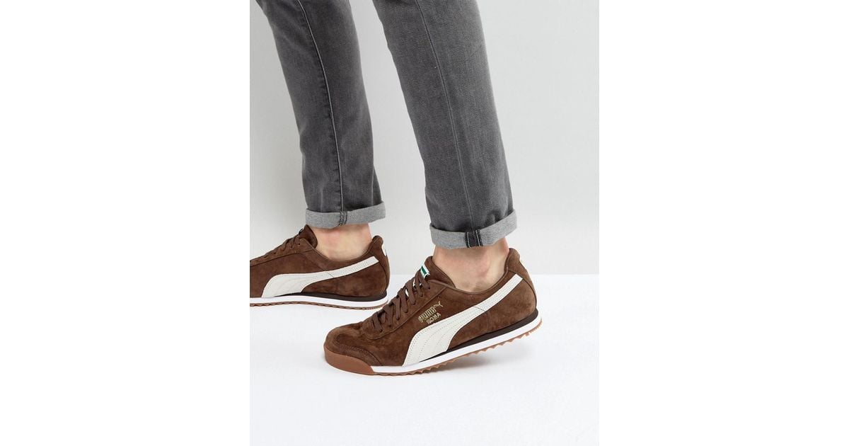 PUMA Suede Roma Trainers in Brown for Men | Lyst