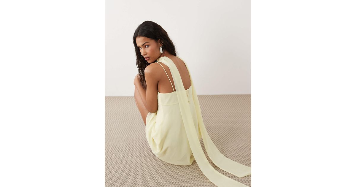 ASOS Cami Mini Dress With Scarf in Natural | Lyst