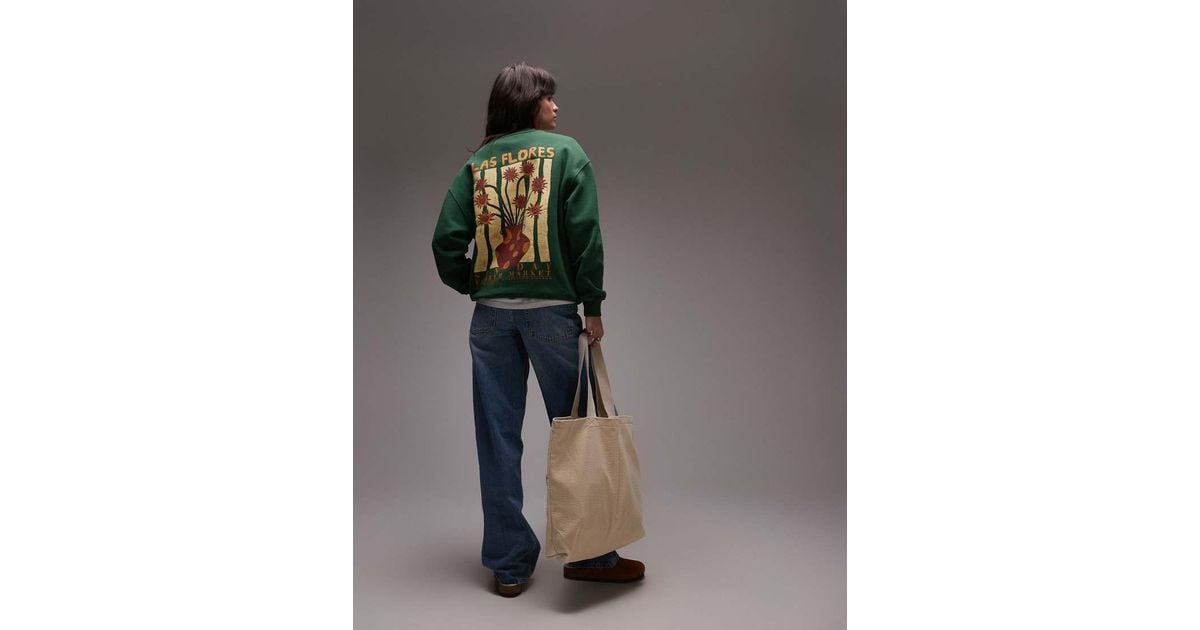 TOPSHOP Graphic Las Flores Sweatshirt in Green Lyst UK