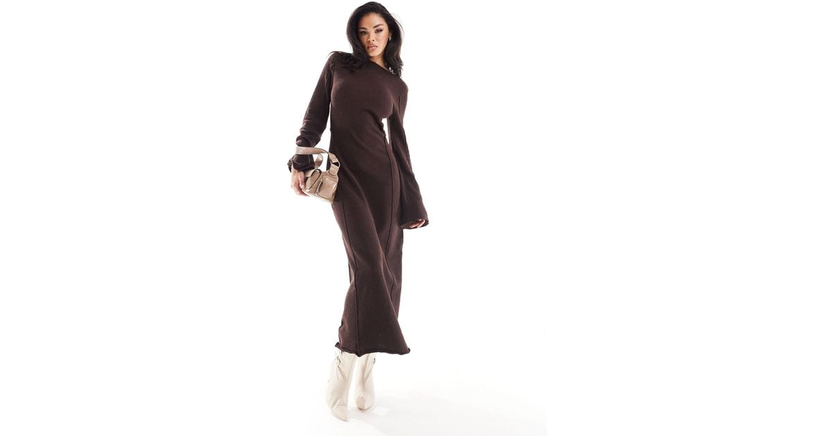 NA-KD Fine Knit Maxi Dress in Brown | Lyst NA-KD Fine Knit Maxi Dress in Brown | Lyst