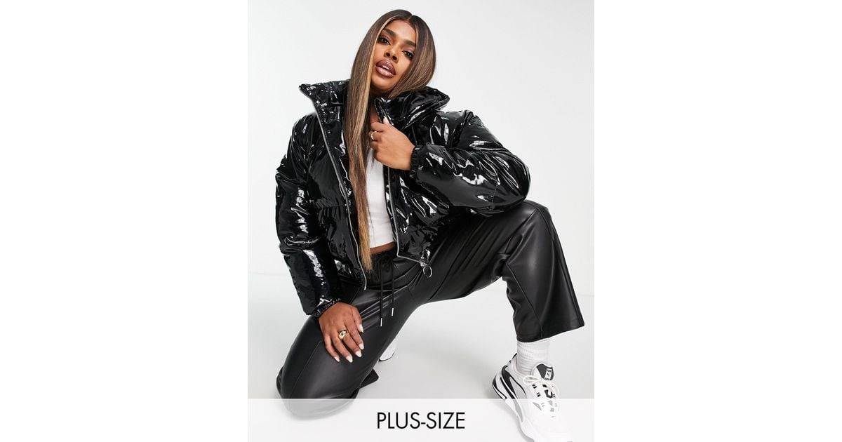 Ellesse Plus Wet Look Puffer Jacket in Black | Lyst UK