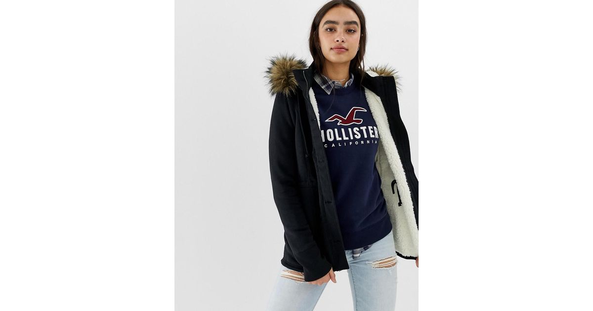 hollister jacket with fur hood