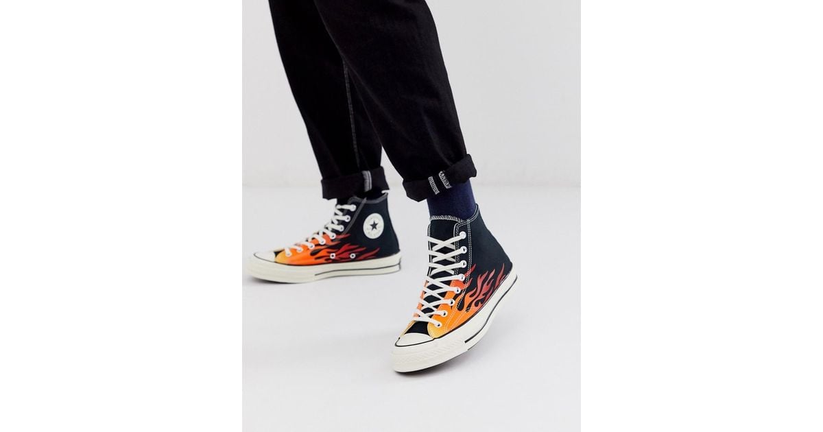 Zapatillas abotinadas negras con estampado de llamas Chuck 70 archive  Converse de hombre de color Negro | Lyst