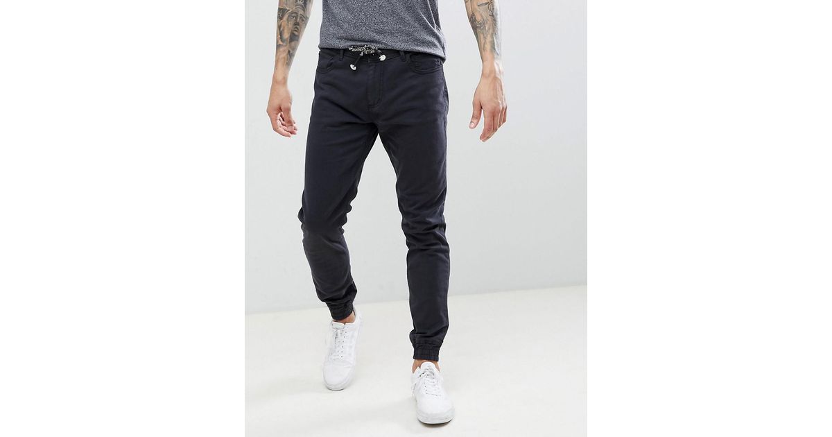 Threadbare Cuffed Chino Trousers in Black for Men - Lyst