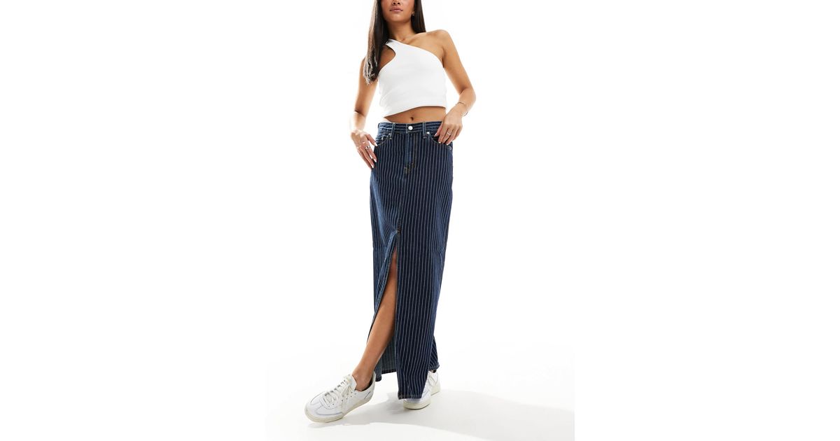 Levi's Ankle Column Stripe Denim Skirt in Blue Lyst