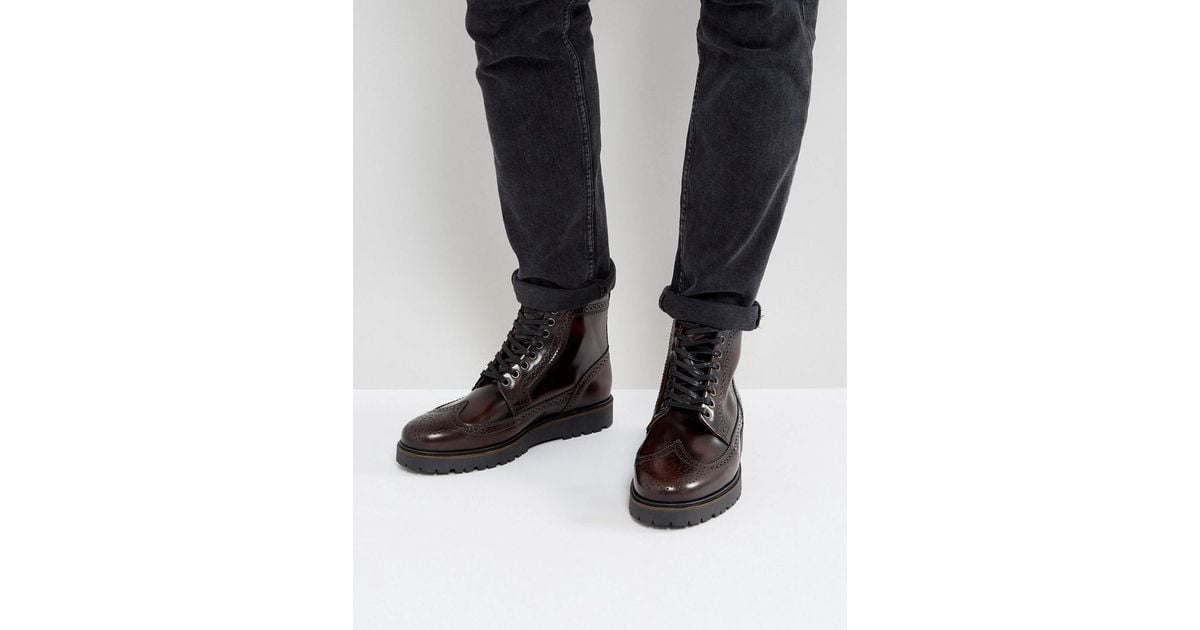 Fred Perry X George Cox Creeper Mid Leather Boots In Red for Men | Lyst