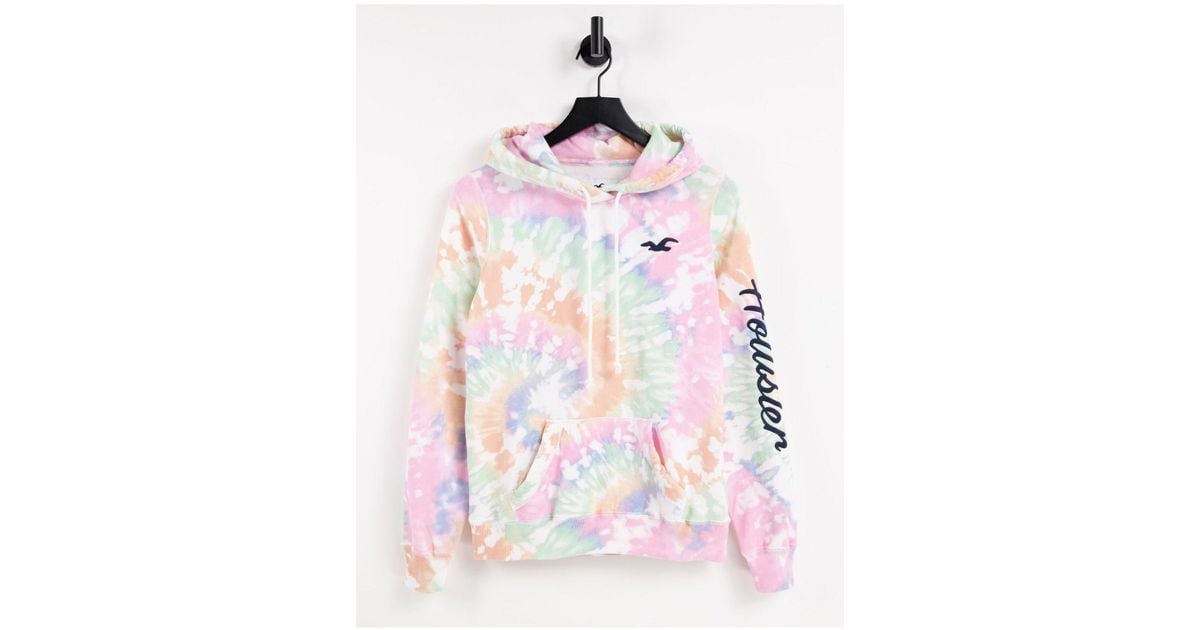 Sweat à capuche effet tie-dye à logo Hollister en coloris Rose | Lyst