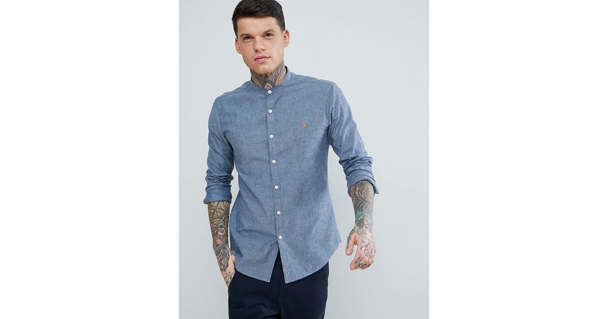 farah collarless shirt