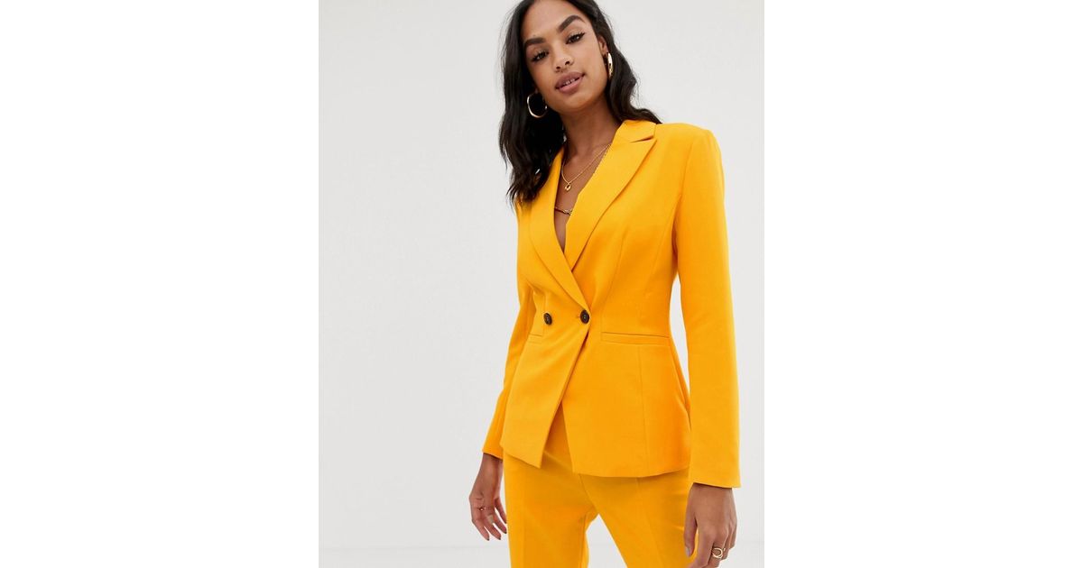 ASOS Denim Orange Pop Suit Blazer - Lyst