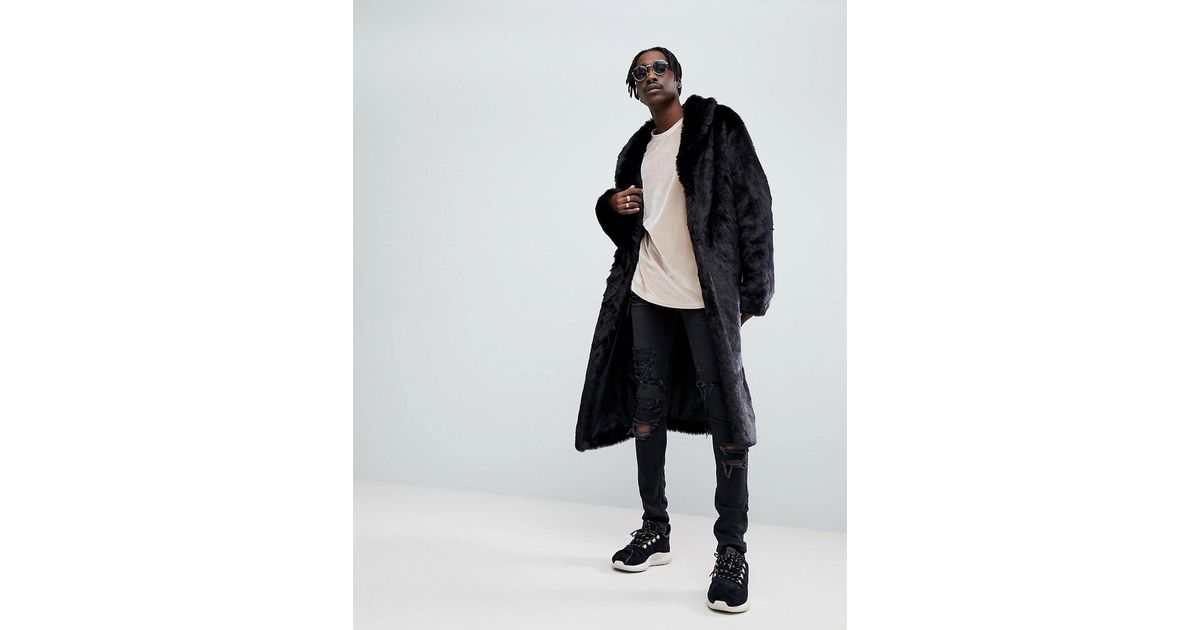 ASOS Asos Faux Fur Longline Coat In 