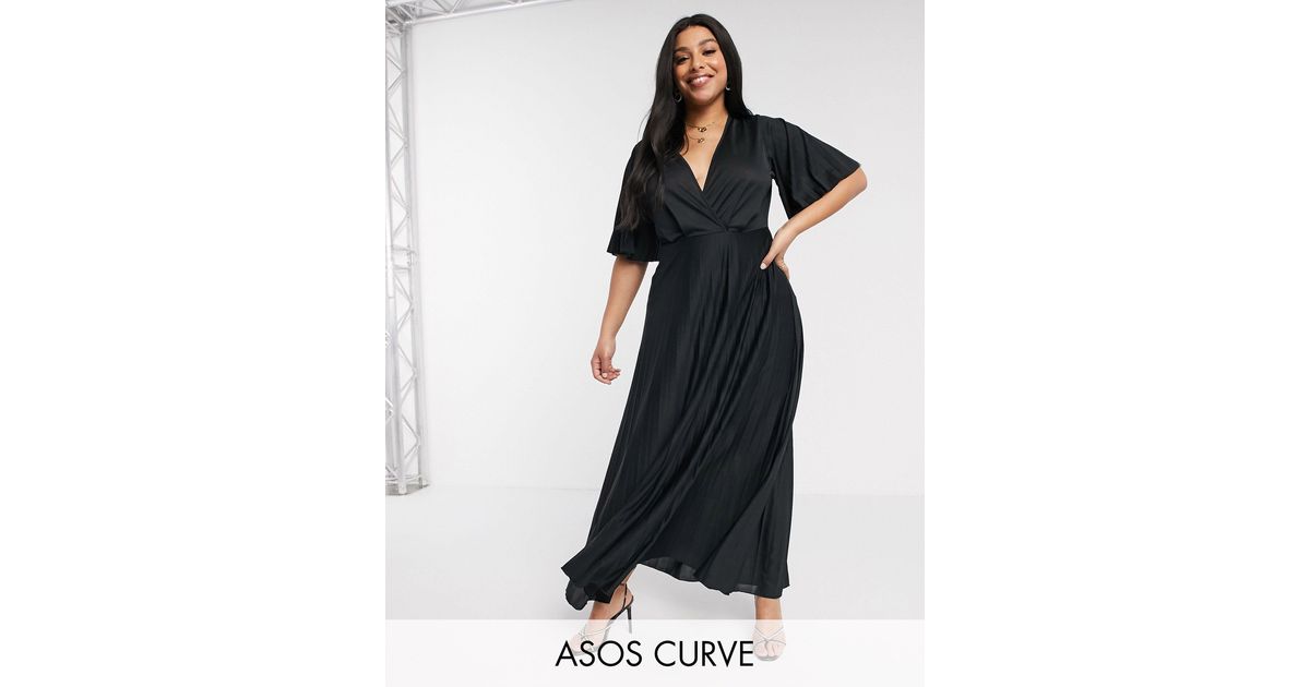 asos curve kimono pleated maxi dress