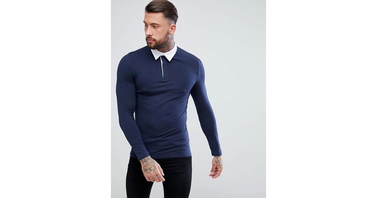 muscle fit polo shirt long sleeve