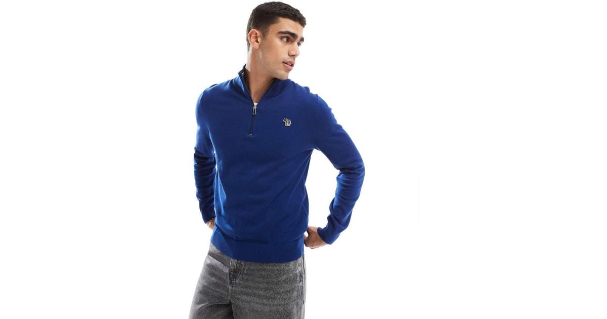 Asos Paul Smith Half Zip Jumper Paul Smith Zebra Logo Half Zip