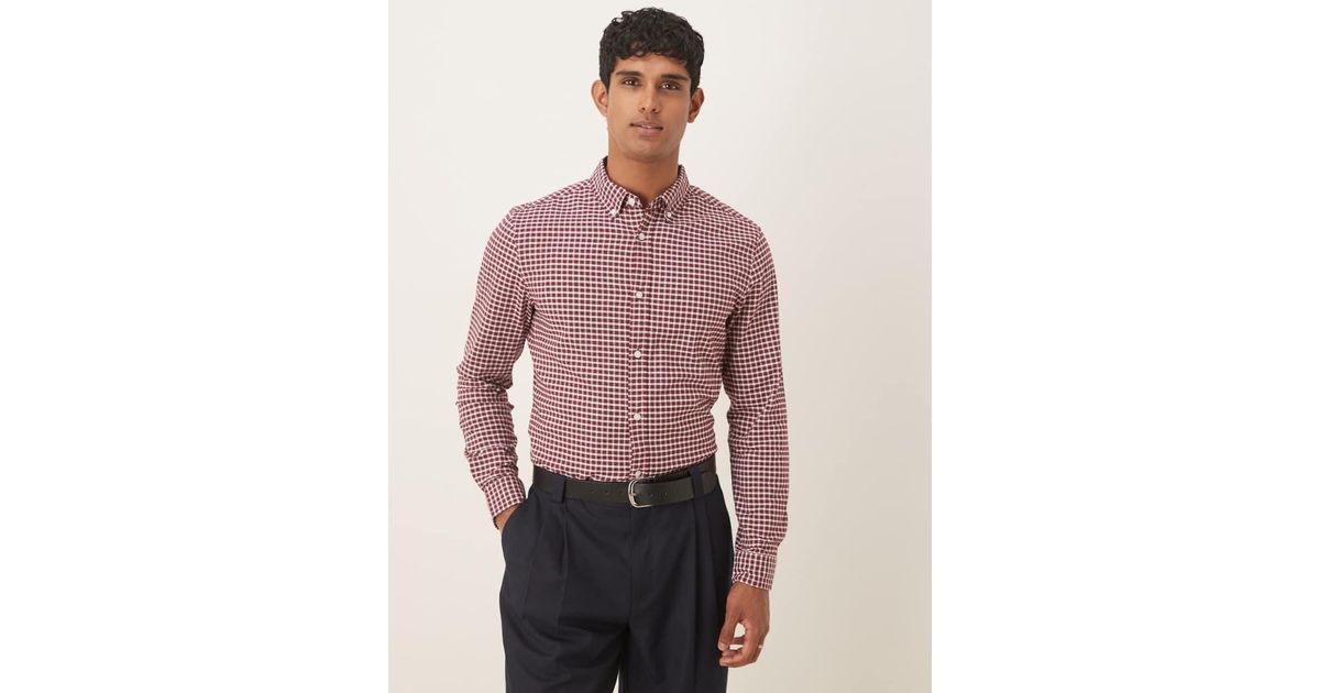 ASOS Slim Fit Check Shirt in Red for Men Lyst UK