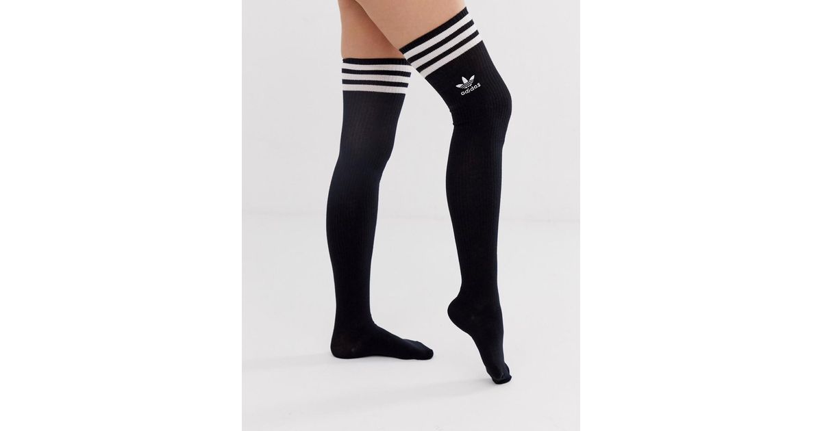 Three Stripe Knee High Socks in Black 