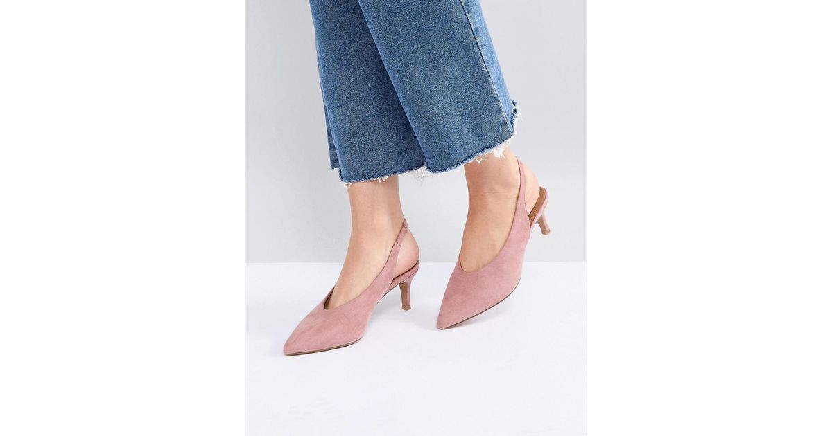 pink slingback kitten heels