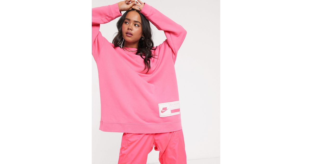 Nike super oversized pink sweatshirt Clearance