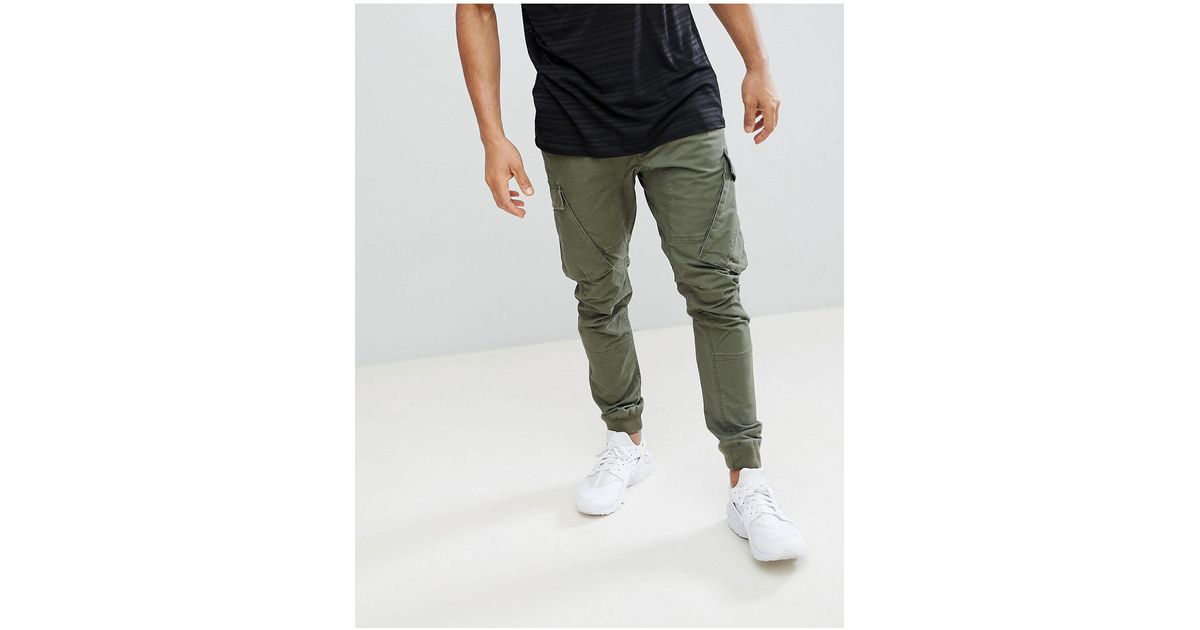 River Island Tapered Cargo Pants In Khaki in Green for Men | Lyst