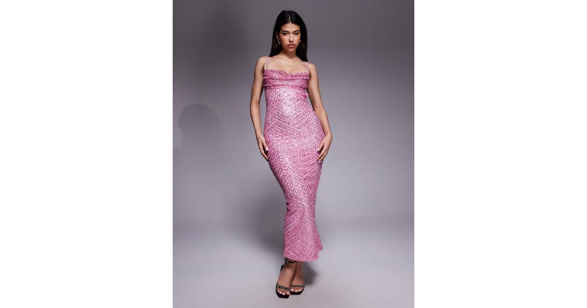 Oh Polly Glitter Embellished Cowl Neck Cut Out Back Maxi Dress in Pink | Lyst Canada Oh Polly Glitter Embellished Cowl Neck Cut Out Back Maxi Dress in Pink | Lyst Canada
